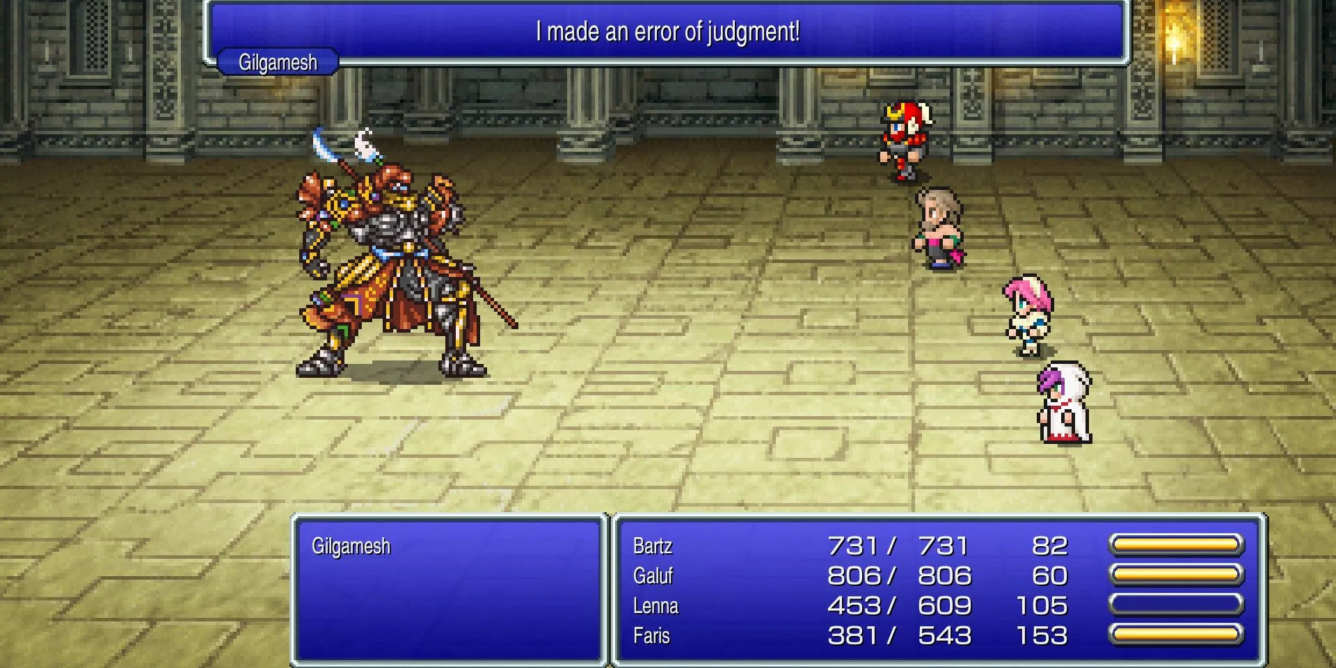 Juego de combate por turnos de Final Fantasy V