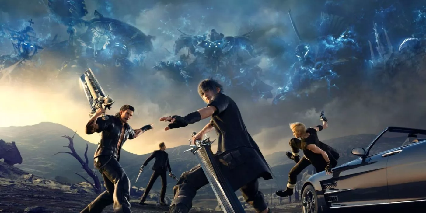 The main Final Fantasy 15 party in action poses.