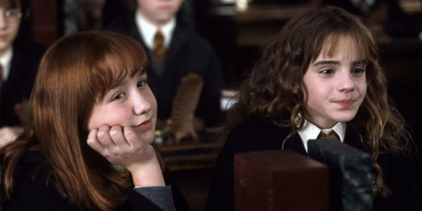 Susan Bones and Hermione Granger in class in Harry Potter and the Chamber of Secrets.