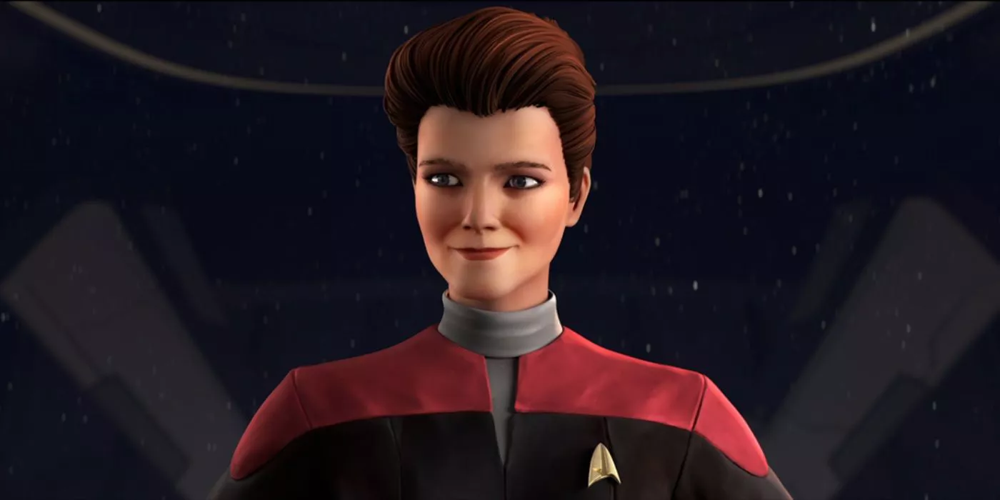 Holograma de Janeway sonríe en Star Trek Prodigy