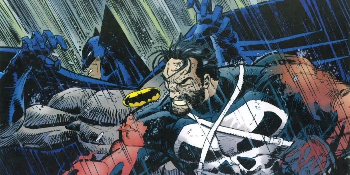 Batman fights the Punisher from Batman/Punisher: Deadly Knights.