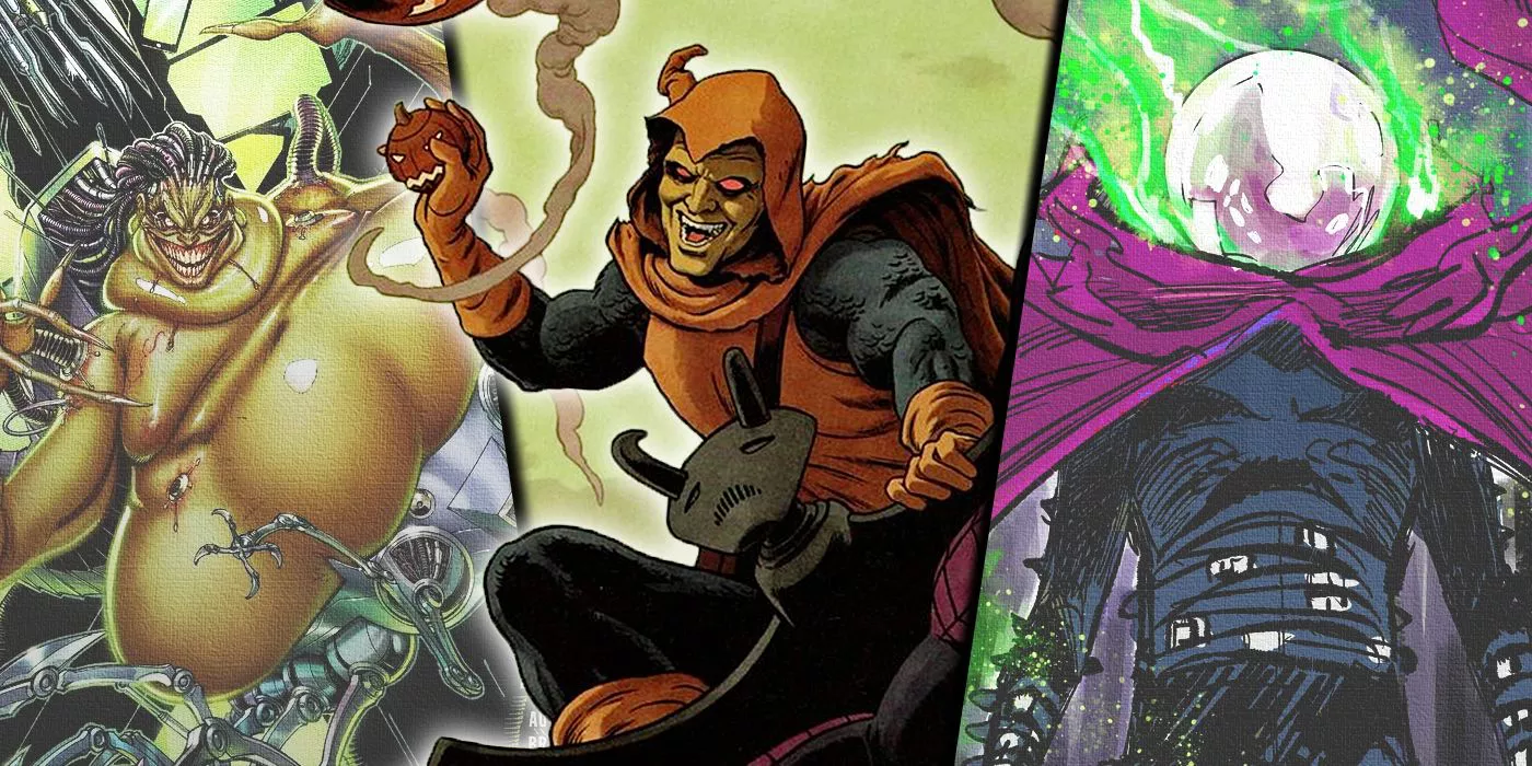 Split image of Mojo, Hobgoblin and Mysterio from Marvel Comics