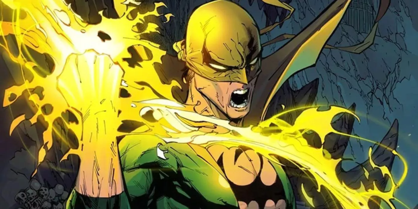 Iron FIst (Danny Rand) summons the Iron Fist and yells.