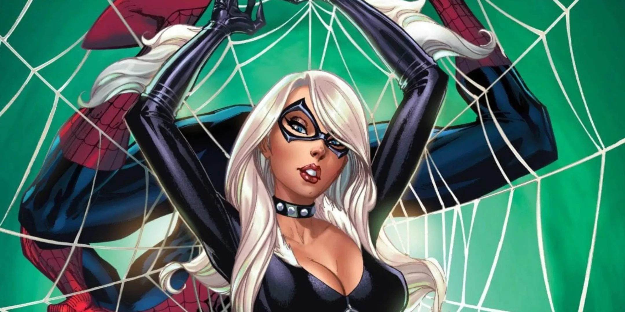 The Black Cat is caught in a web.