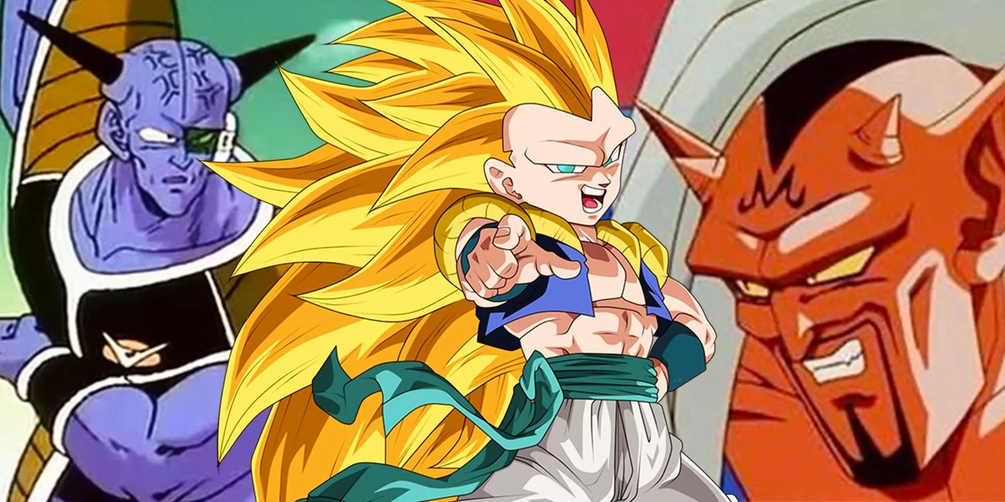 Super Saiyan 3 Gotenks poses with Dabura and Captain Ginyu in Dragon Ball Z