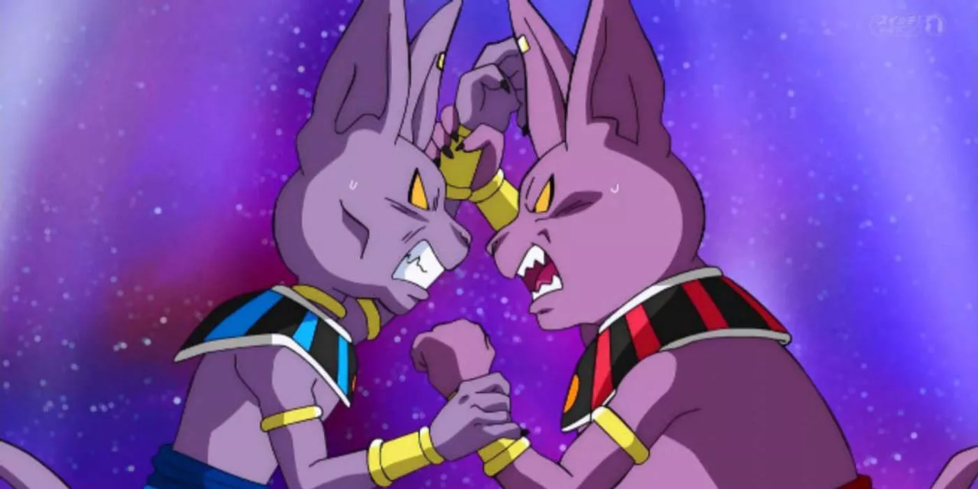 Beerus and Champa bicker in Dragon Ball Super.