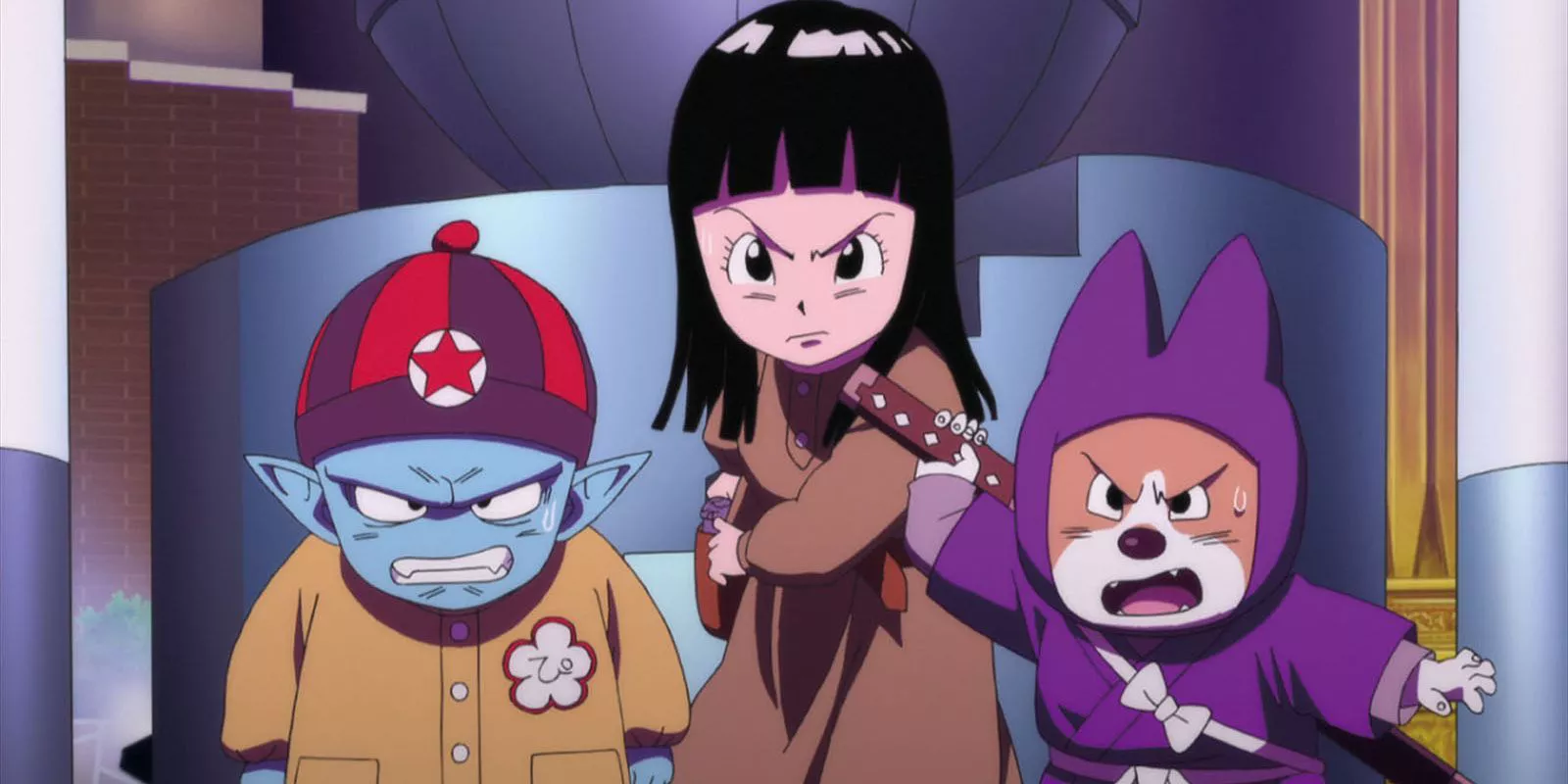 Pilaf, Mai, and Shu get ready for battle in Dragon Ball Super.