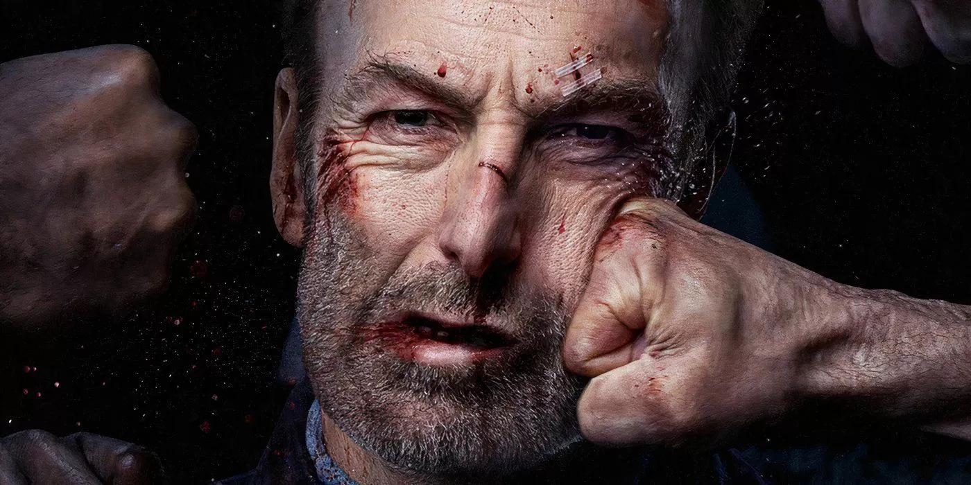 Bob Odenkirk es golpeado en la cara por ambos lados en el cartel de Nobody