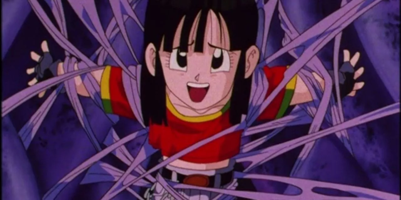 Pan pleads for help as she's stuck inside Naturon Shenron in Dragon Ball GT.