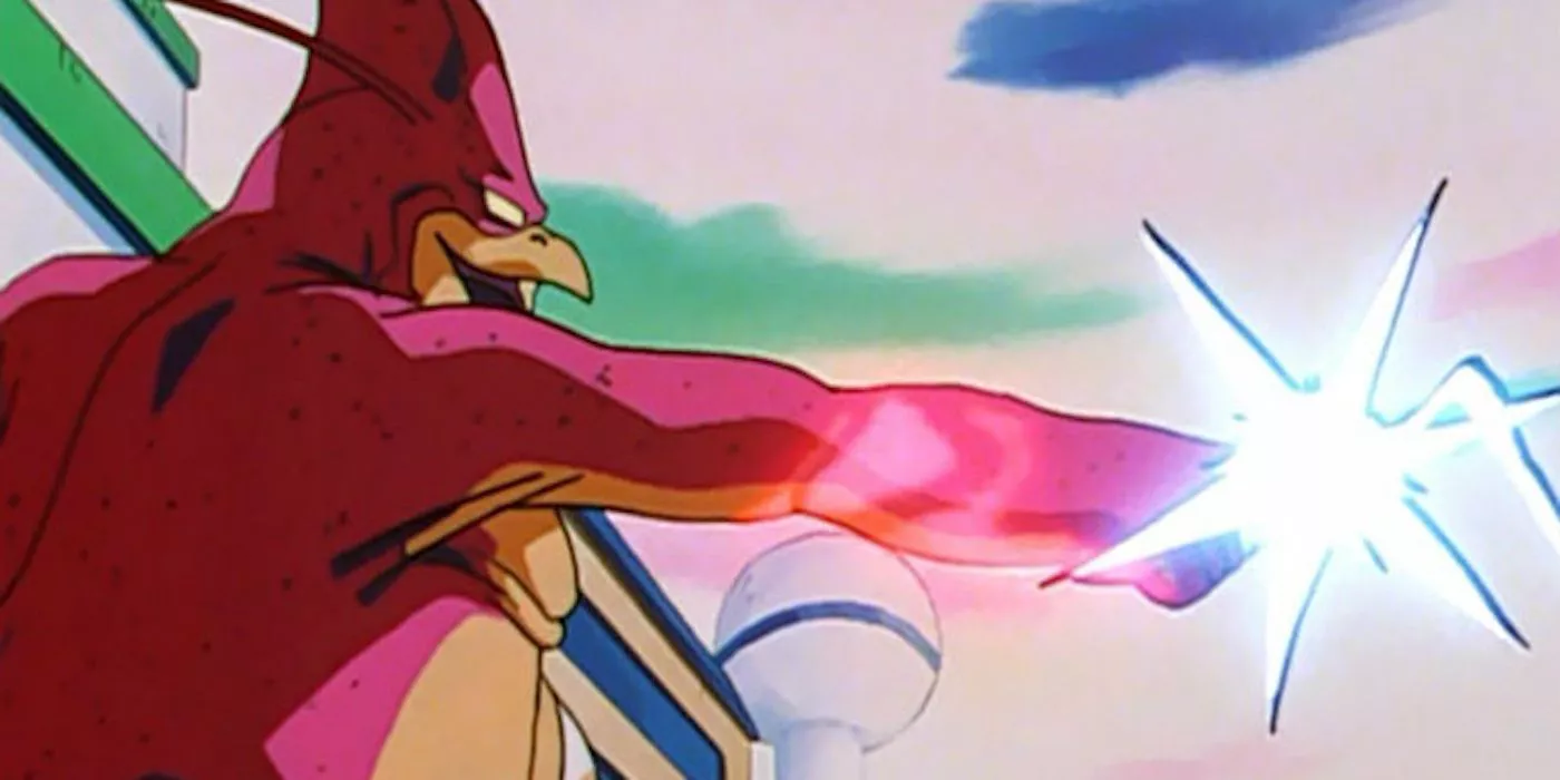 Rage Shenron fires his Dragon Thunder Attack in Dragon Ball GT.