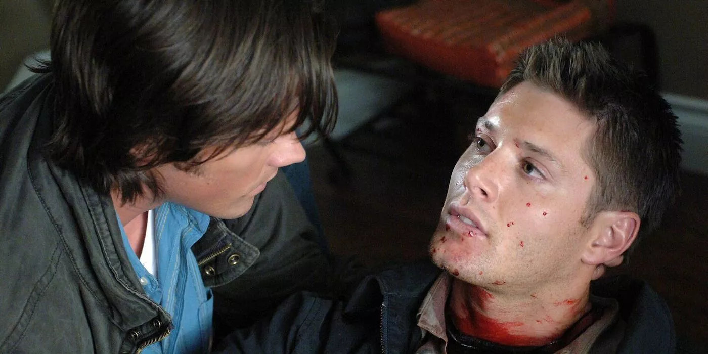 Sam crying over Dean's death by the hellhounds