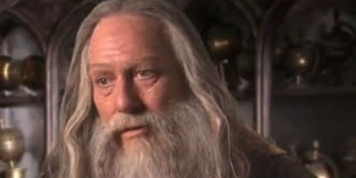 Aberforth Dumbledore (actor Ciaran Hinds) speaks in Harry Potter and the Deathly Hallows - Part Two.