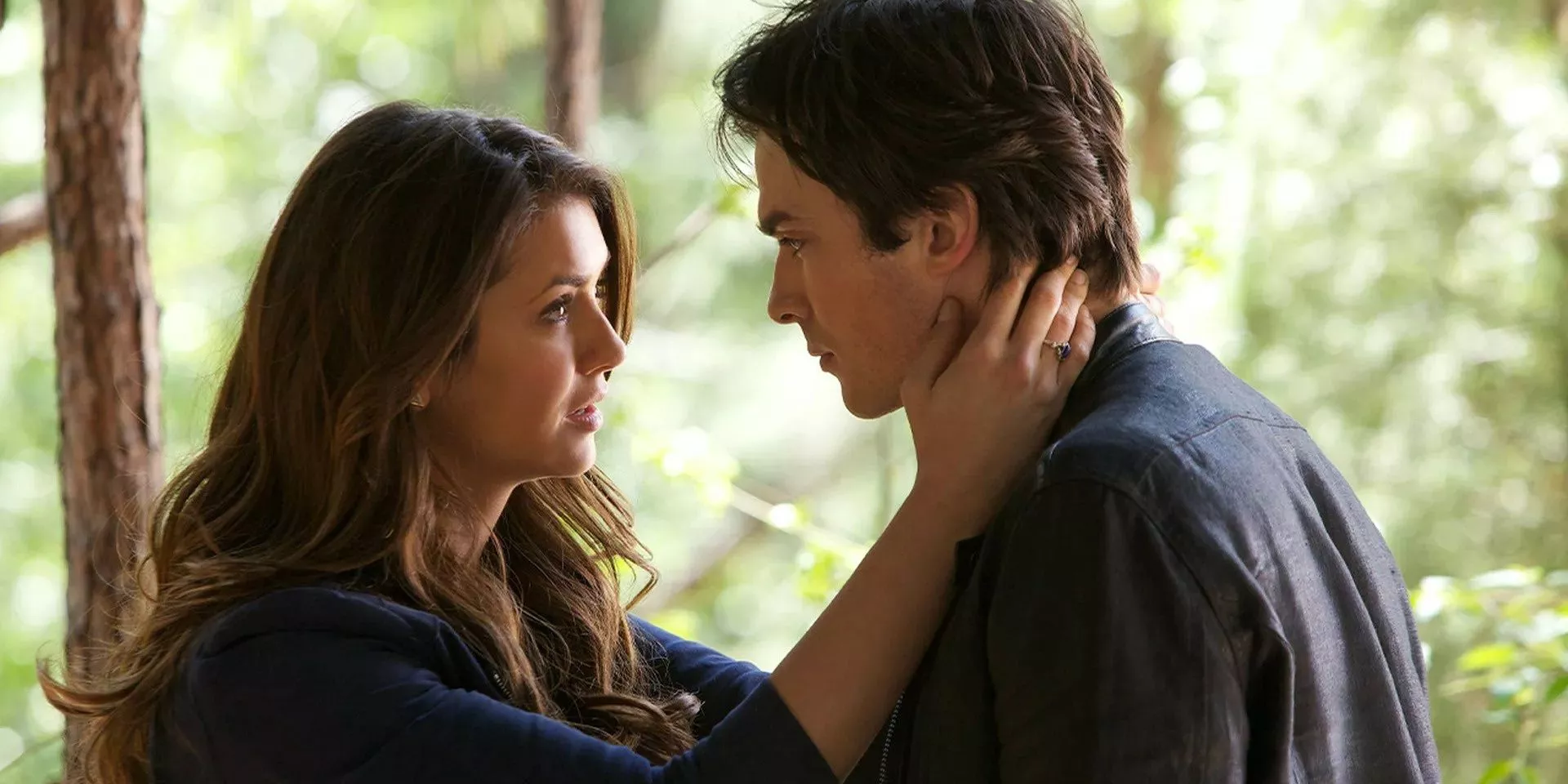 Elena sostiene a Damon en The Vampire Diaries Temporada 5, Episodio 22, Home.