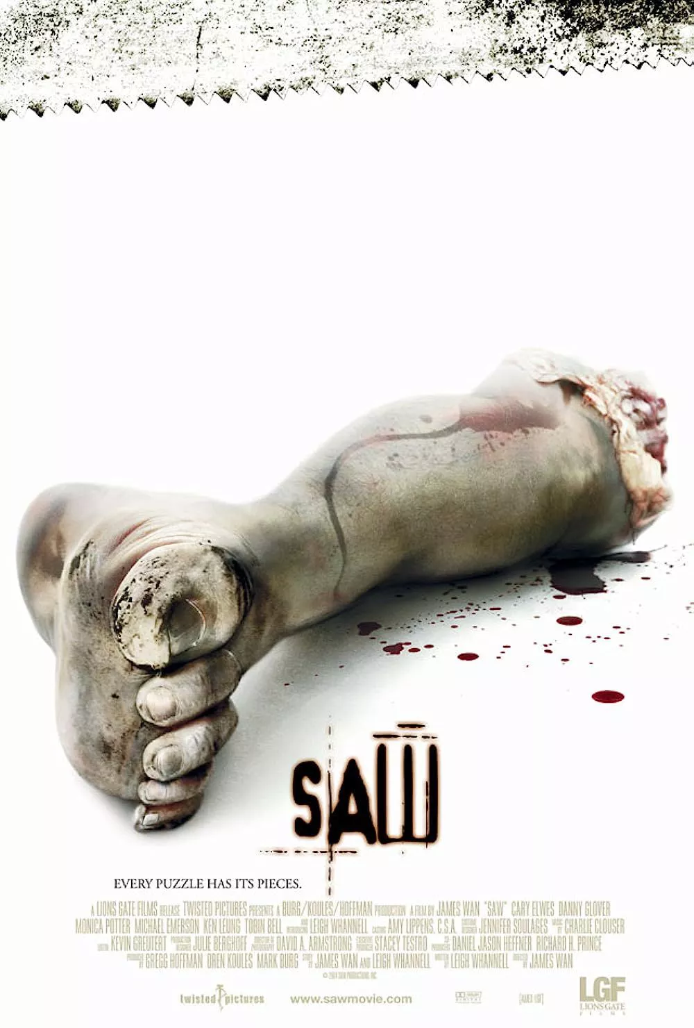 A severed foot on the poster of 2004 Saw