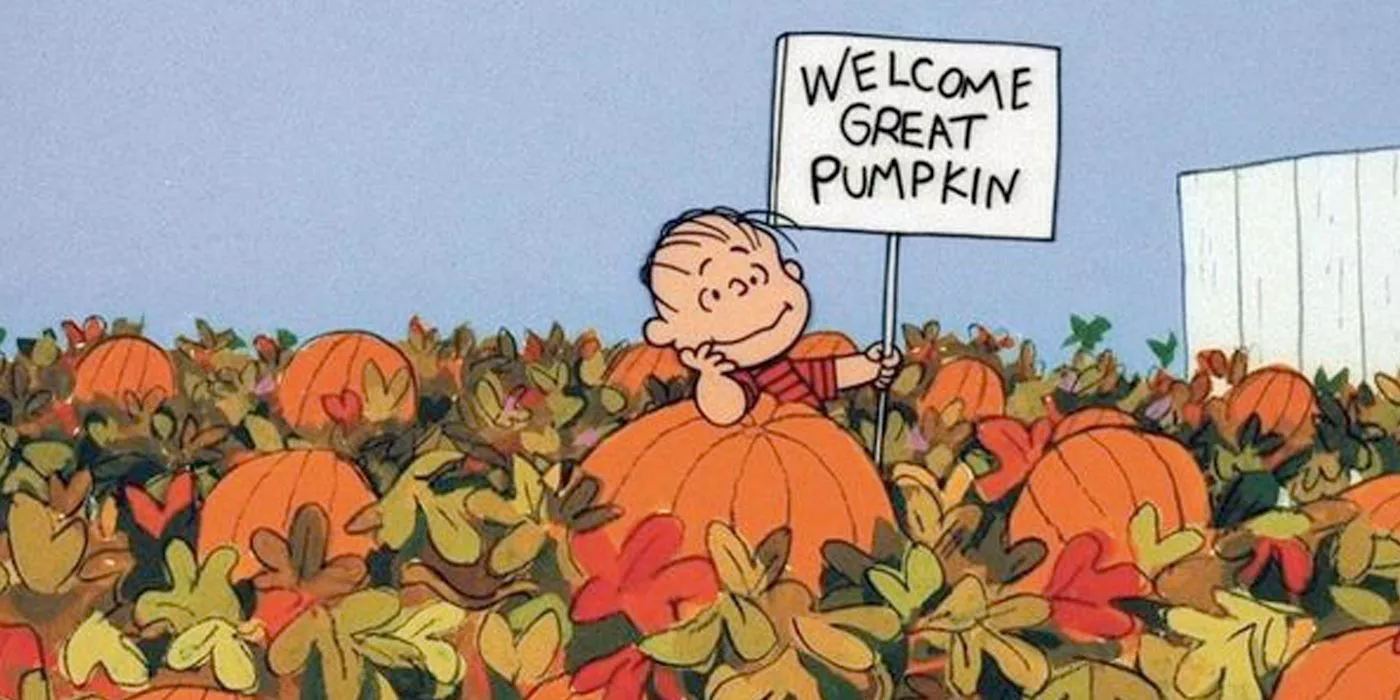 Linus welcomes the Great Pumpkin from the town's pumpkin patch in It's the Great Pumpkin, Charlie Brown