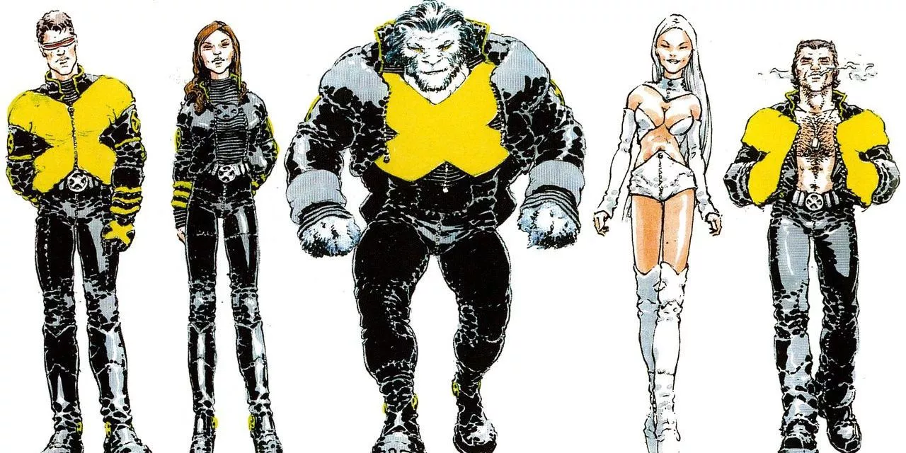 New X-Men Costumes. Wolverine is in the middle.