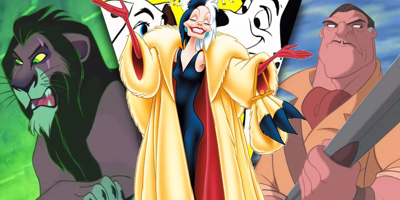 Split Images of Cruella, Scar, and Clayton