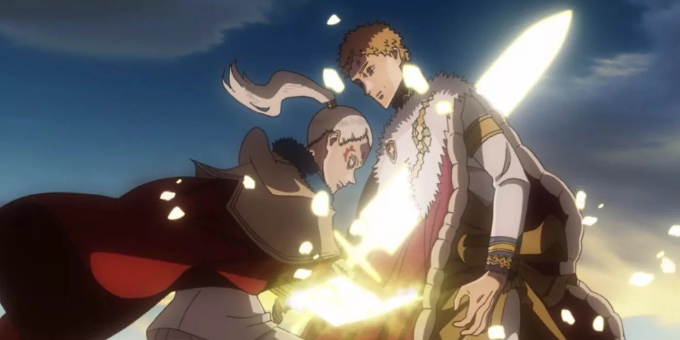 Patolli derrota al Wizard King con una espada atravesando su cuerpo en Black Clover