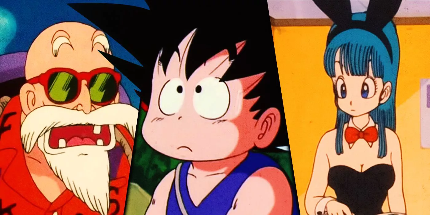 Master Roshi, Kid Goku and Bulma in Dragon Ball