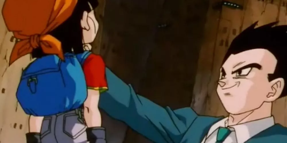 A Baby-possessed Gohan fights Pan in Dragon Ball GT.