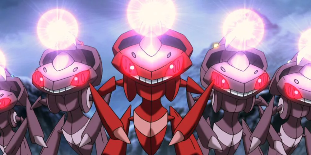 El Ejército Genesect preparándose para un ataque en el anime de Pokémon.