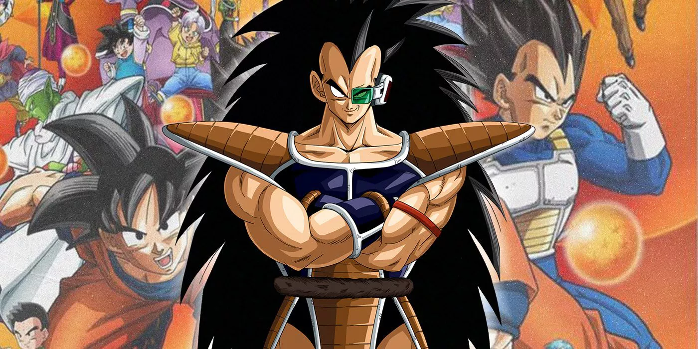 raditz crossing hand in the front of dragon ball super