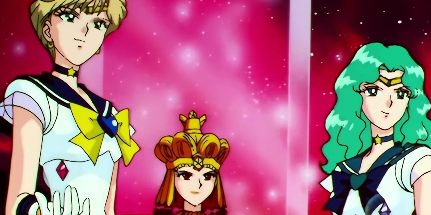 Sailor Galaxia servida por Sailor Uranus y Neptune en el episodio 197 de Sailor Moon