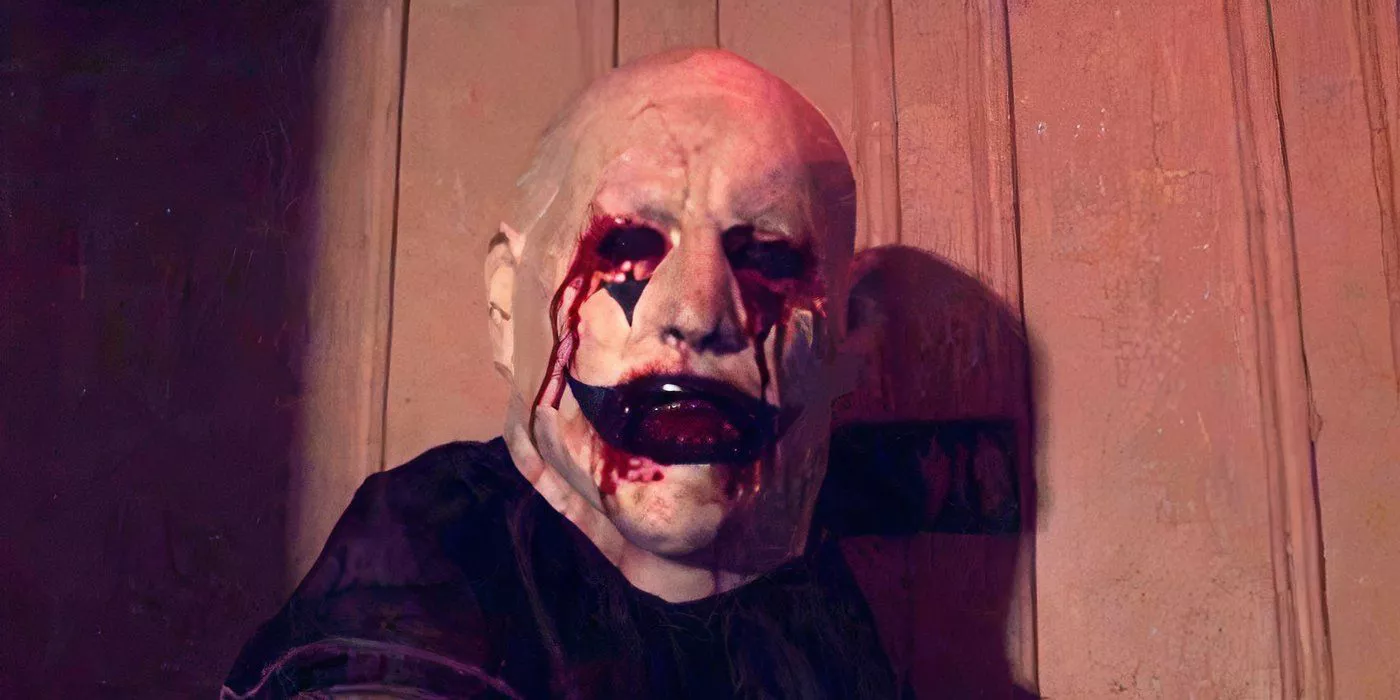 A creepy clown is caught walking around in the hallways in Hell House LLC.