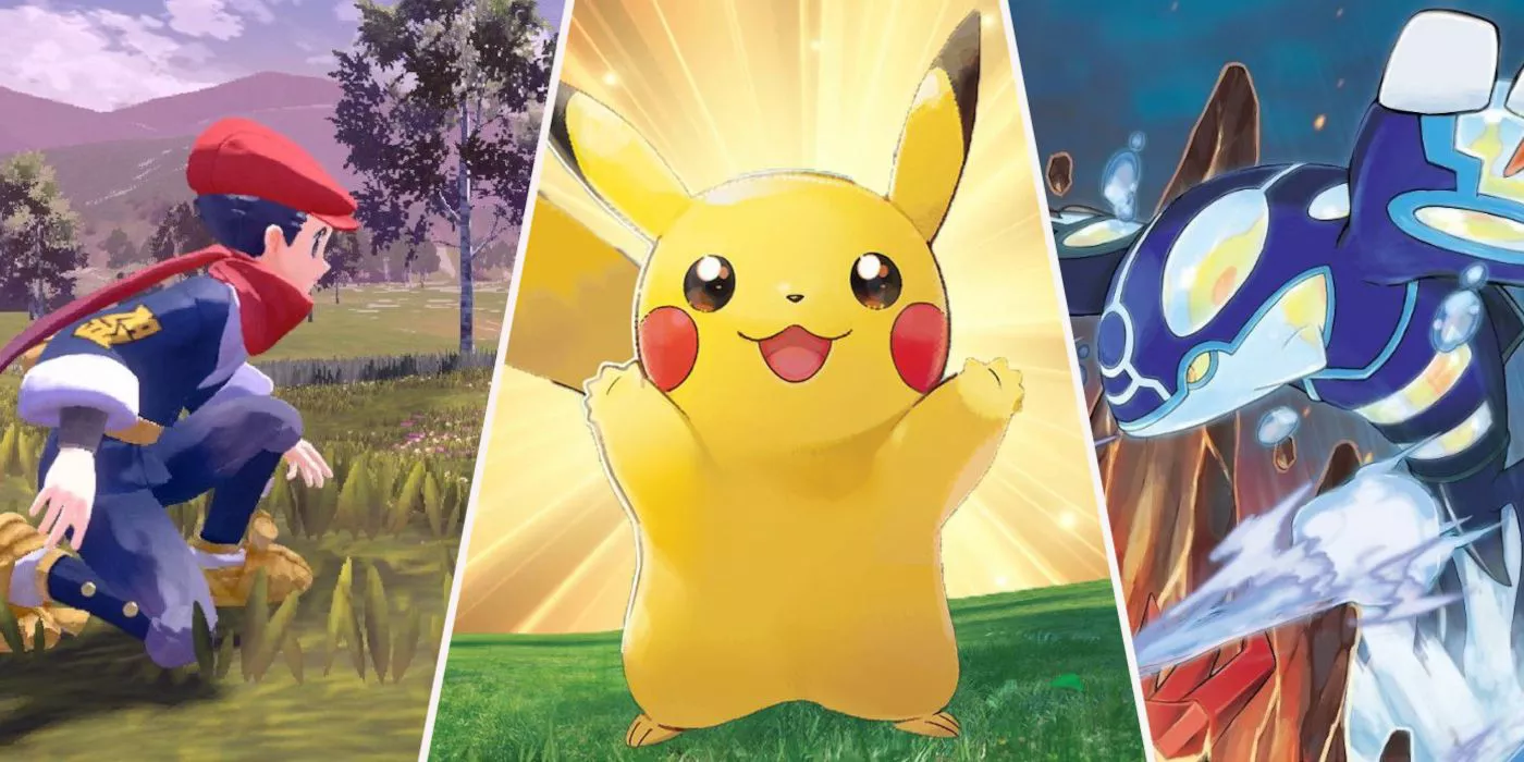 Collage de Pokémon que presenta imágenes de Arceus, Let's Go Pikachu! y Alpha Sapphire