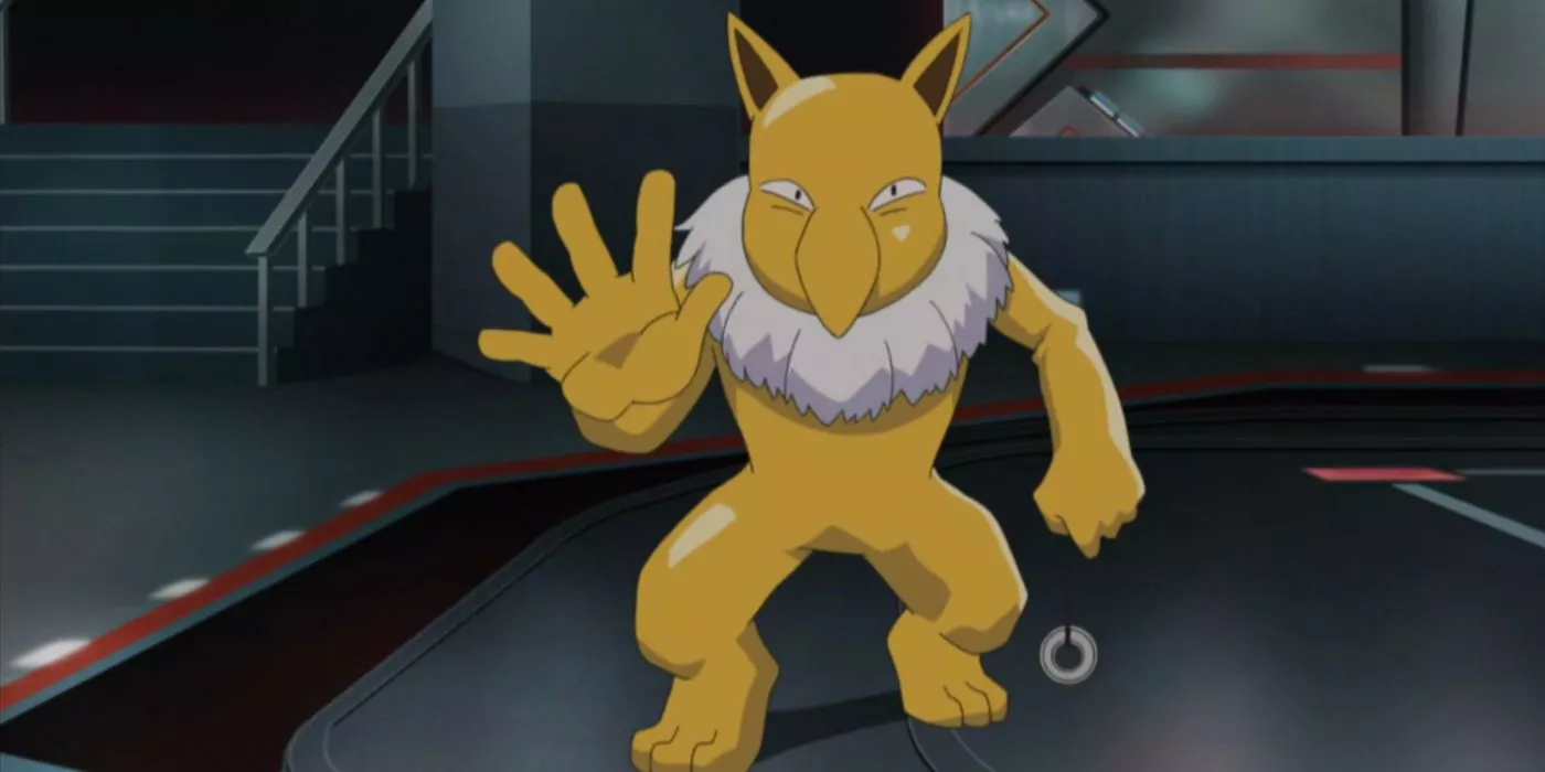 Hypno se acerca con su péndulo en el anime Pokémon.