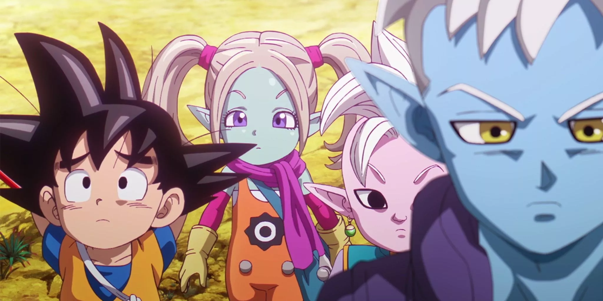 Goku walks through the Demon Realm with Shin, Panzy and Glorio in Dragon Ball DAIMA