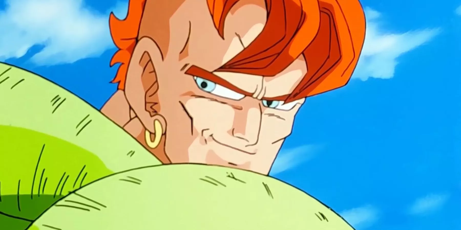 Android 16 smiles in Dragon Ball Z