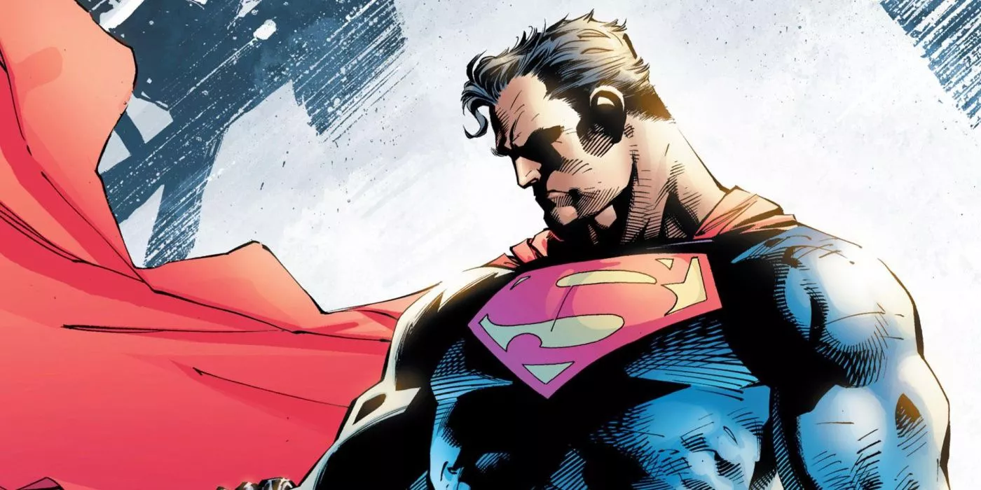 A Jim Lee Batman Hush cover shows Superman's face covered in shadow