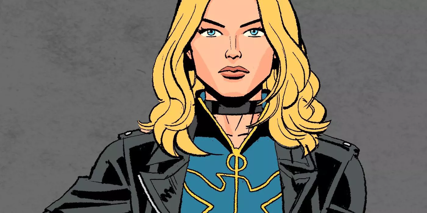 Black Canary detrás de un fondo gris