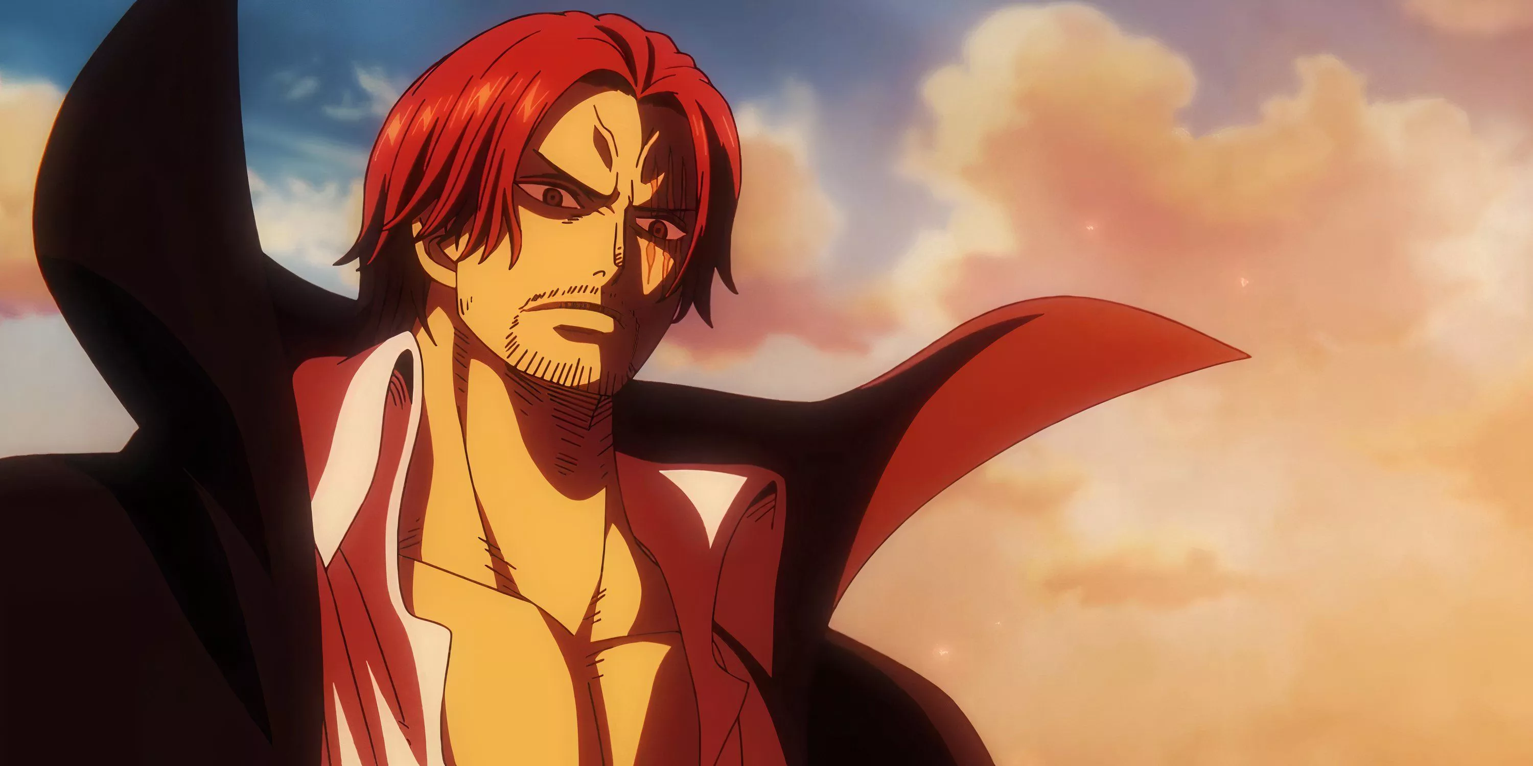 Shanks mira a los Piratas Kid en el Episodio 1112 del anime One Piece.