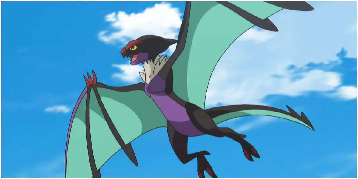 Noivern está en el cielo en el anime de Pokemon