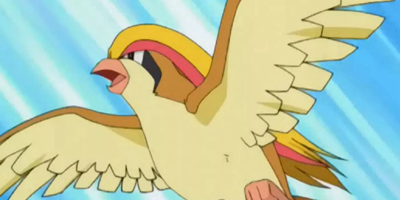 Pidgeot volando en el anime de Pokémon.