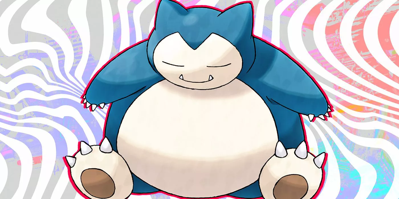 Snorlax de Pokemon duerme feliz y sonríe