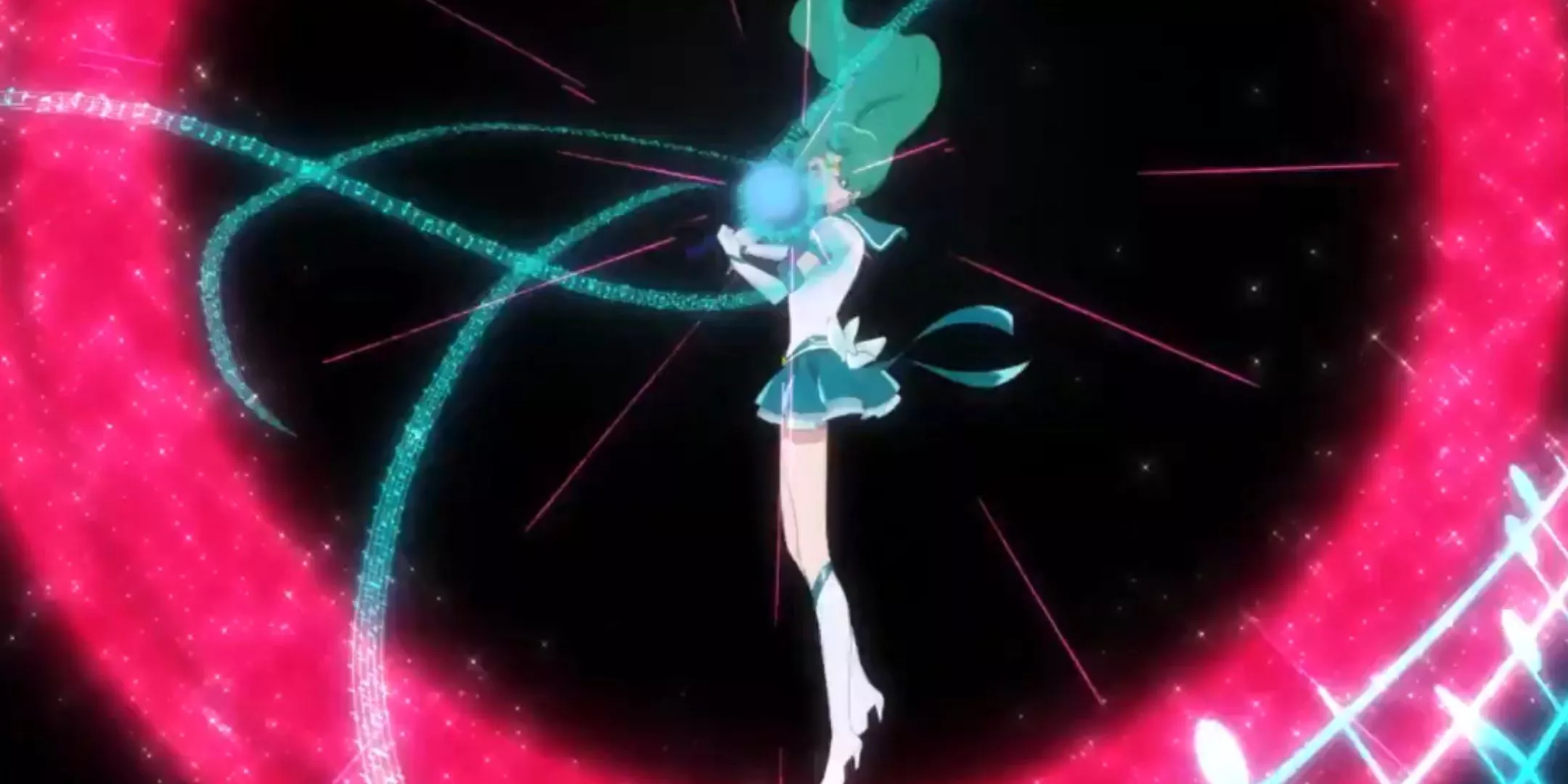 Sailor Neptune plays her violin to use her Submarine Violon Tide attack