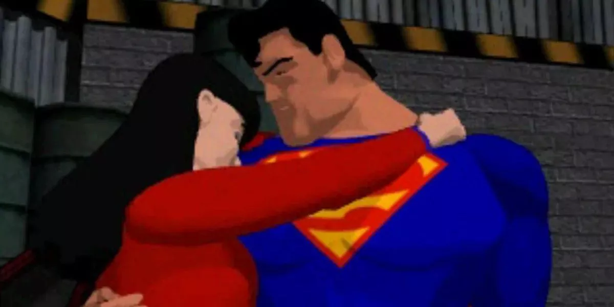 Superman sosteniendo a Lois en Superman 64