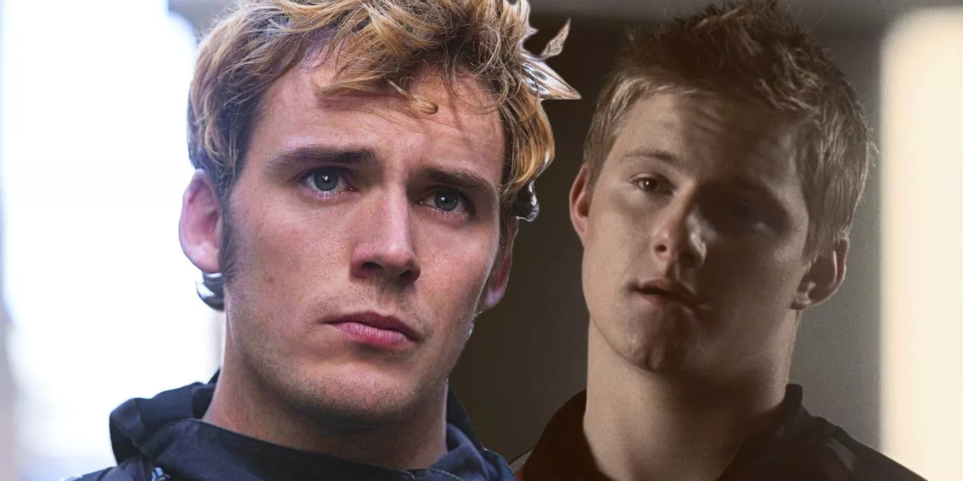 Sam Claflin as Finnick Odair and Alexander Ludwig as Cato in The Hunger Games.