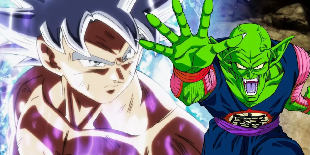 Goku in the Dragon Ball Super anime next to Demon King Piccolo