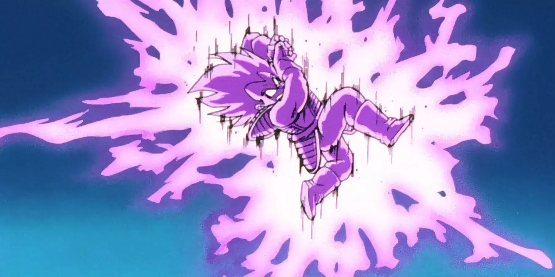 Vegeta charges up his Galick Gun in Dragon Ball Z.