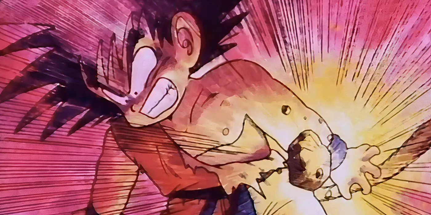 King Piccolo breaks Goku's arm with a rock in Dragon Ball.