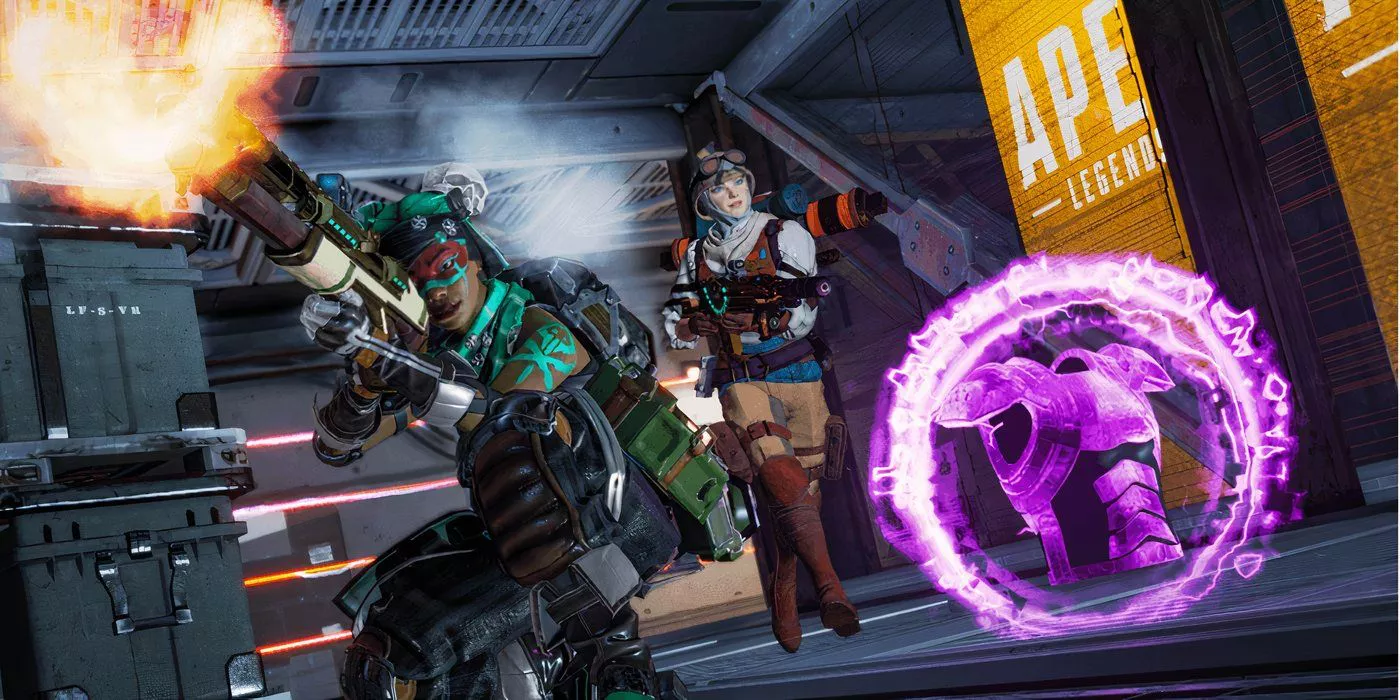 Characters firing weapons near loot in Apex Legends