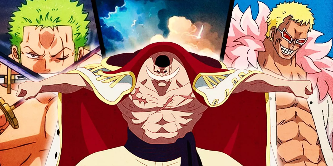 Whitebeard, Doflamingo, and Zoro in One Piece