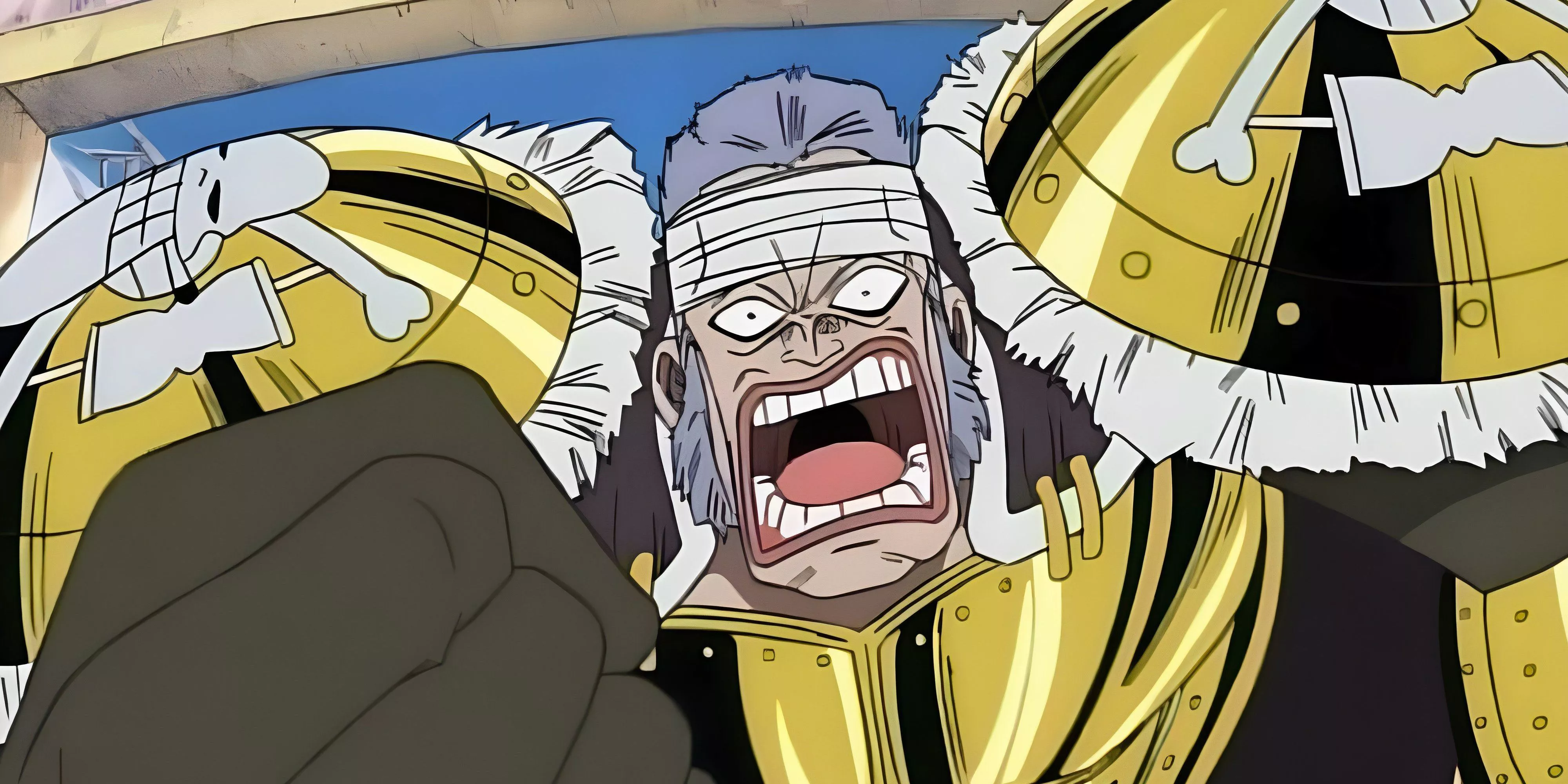 Don Krieg yelling in One Piece