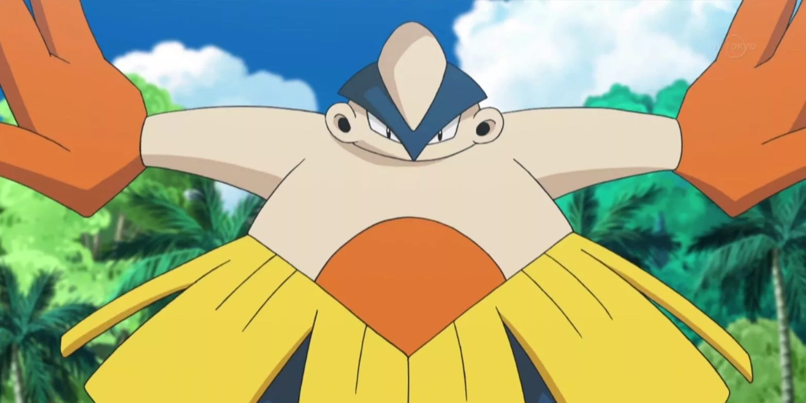 Hariyama de Brawly en el anime de Pokémon