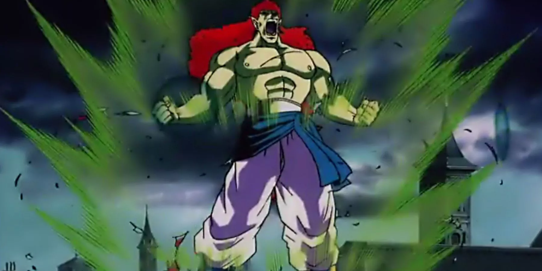 Bojack powers up and reveals his true form in Dragon Ball Z: Bojack Unbound.