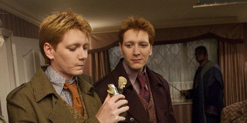 Fred and George Weasley drink Polyjuice potion in Harry Potter and The Deathly Hallows.